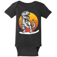 Retro Surfing T-Rex Baby Bodysuit