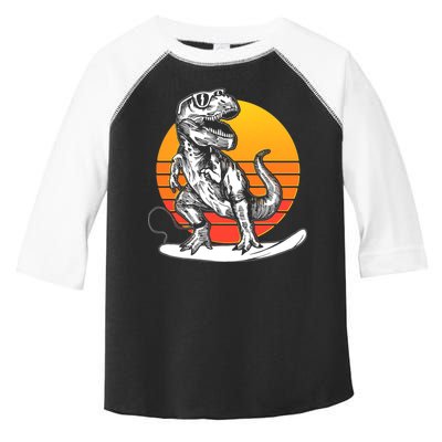 Retro Surfing T-Rex Toddler Fine Jersey T-Shirt