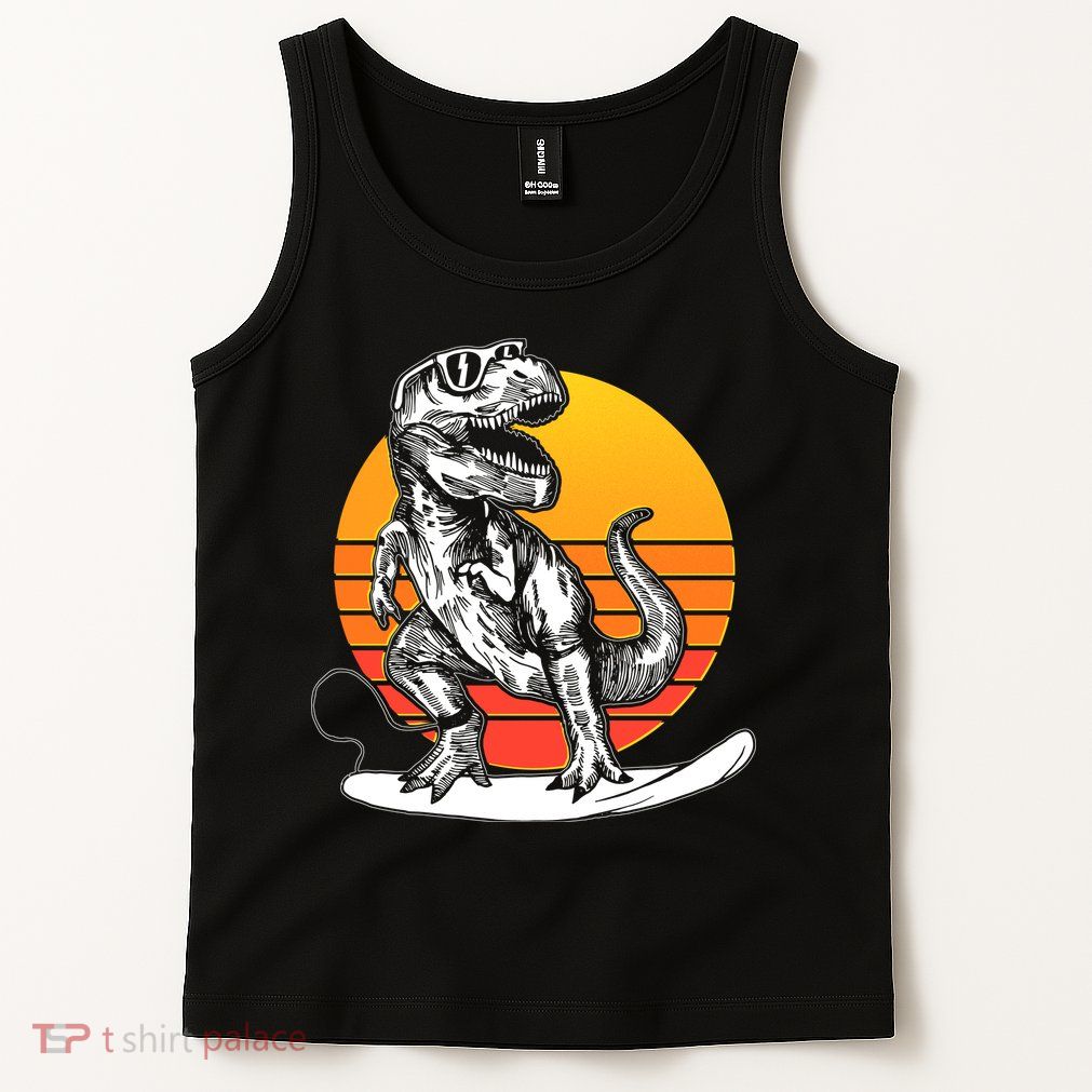 Retro Surfing T-Rex Tank Top