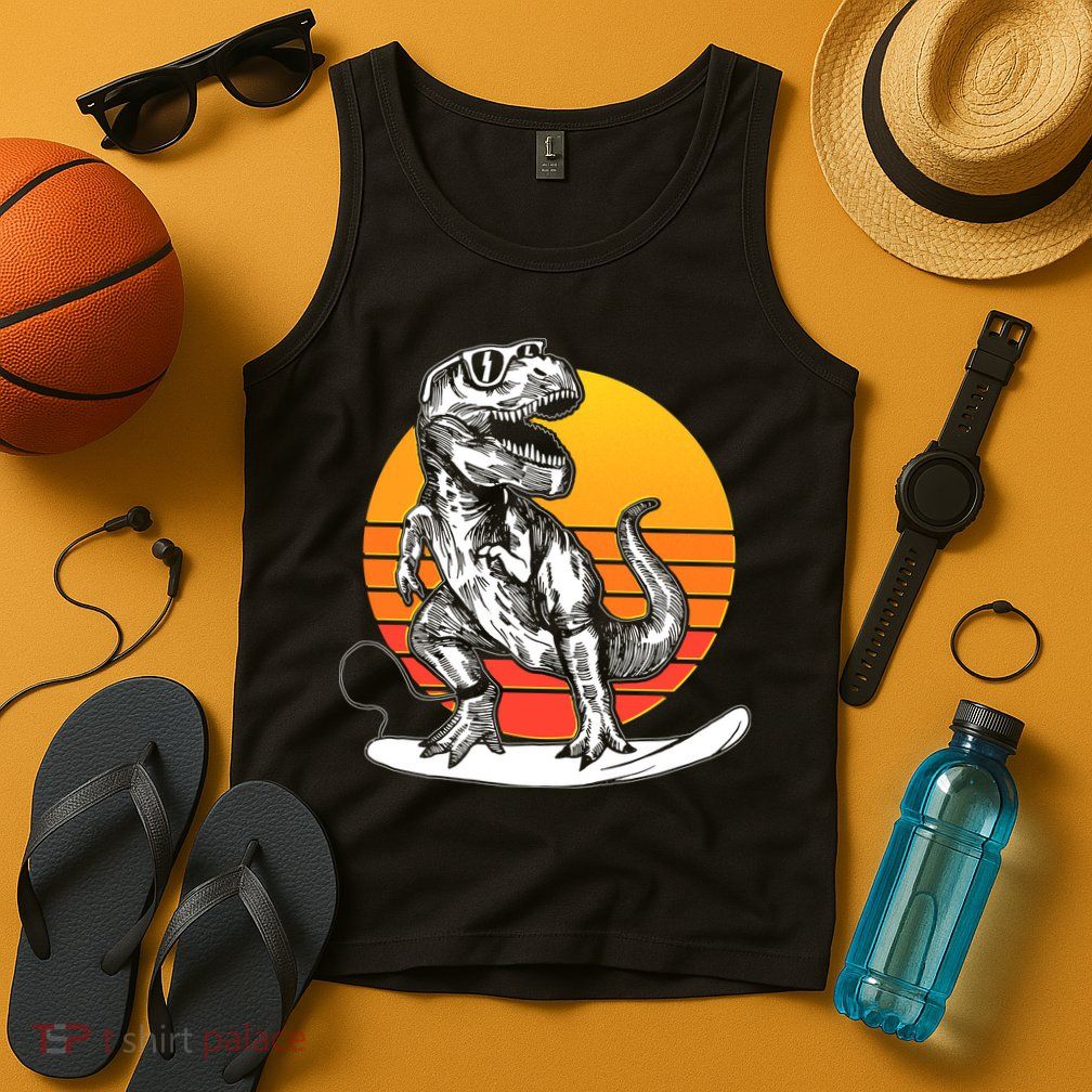 Retro Surfing T-Rex Tank Top