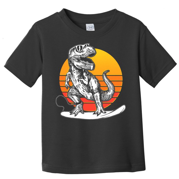 Retro Surfing T-Rex Toddler T-Shirt