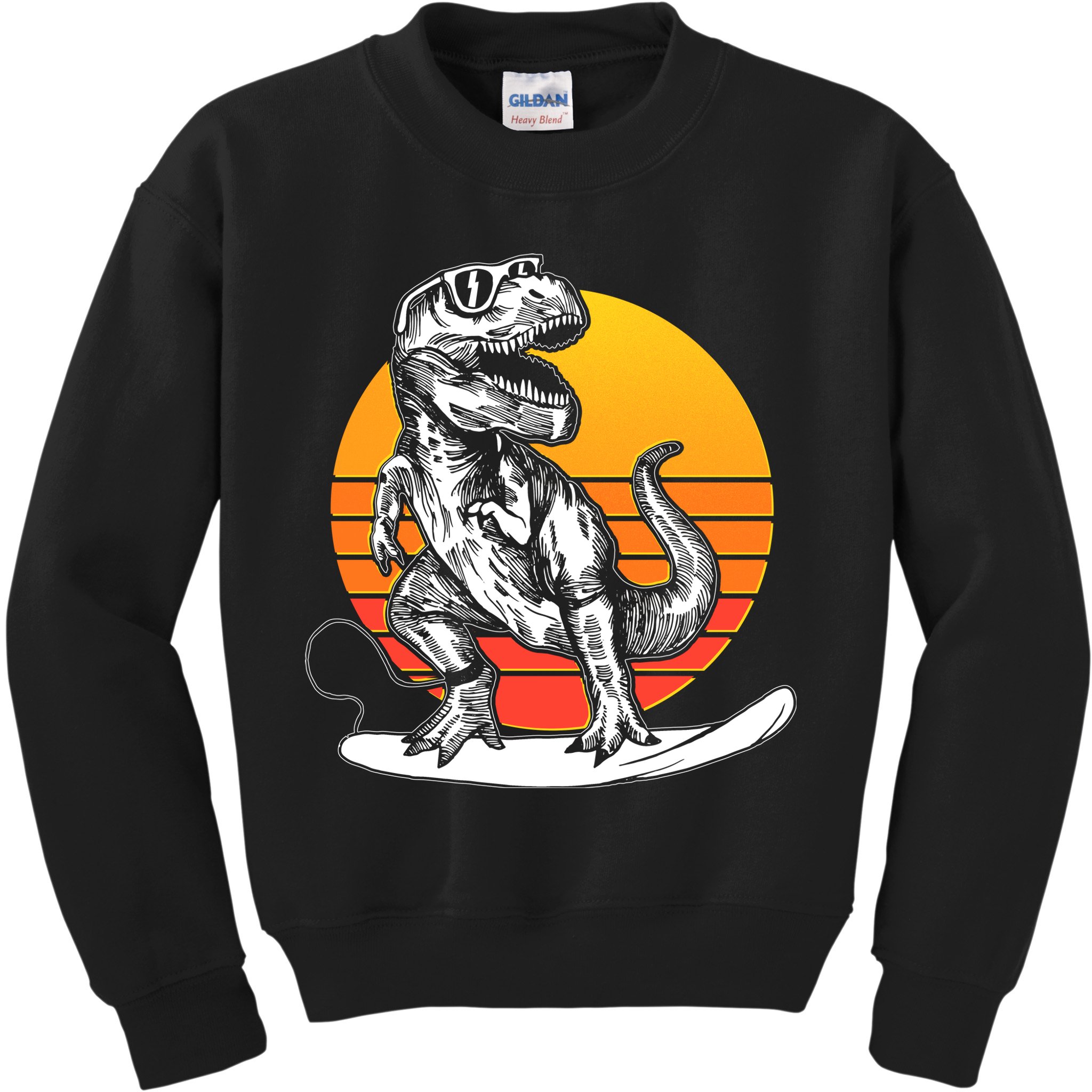 Retro Surfing T-Rex Kids Sweatshirt