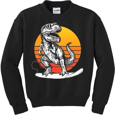 Retro Surfing T-Rex Kids Sweatshirt