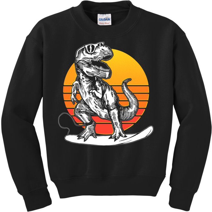 Retro Surfing T-Rex Kids Sweatshirt