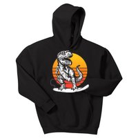 Retro Surfing T-Rex Kids Hoodie