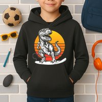 Retro Surfing T-Rex Kids Hoodie