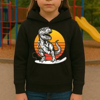 Retro Surfing T-Rex Kids Hoodie