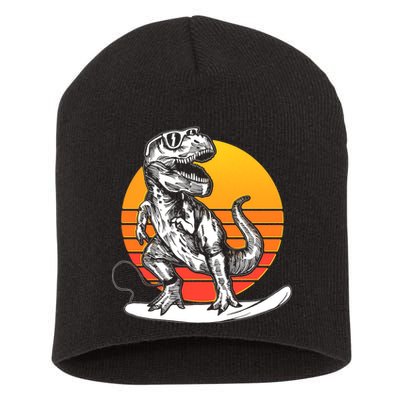 Retro Surfing T-Rex Short Acrylic Beanie