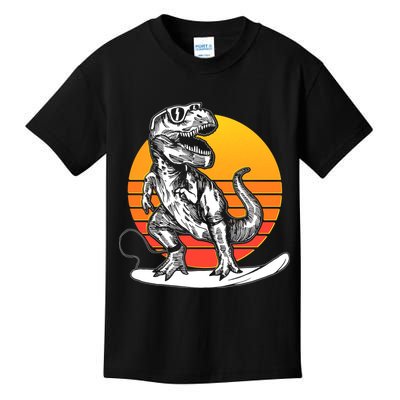 Retro Surfing T-Rex Kids T-Shirt