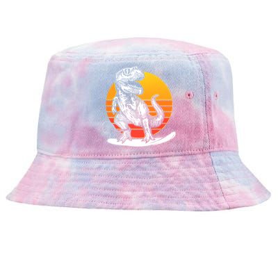 Retro Surfing T-Rex Tie-Dyed Bucket Hat