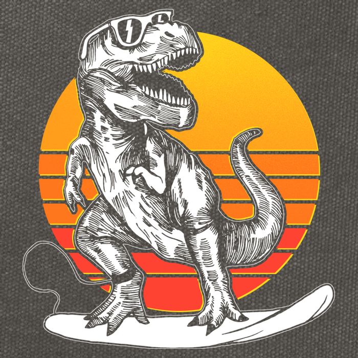 Retro Surfing T-Rex Cotton Canvas Backpack