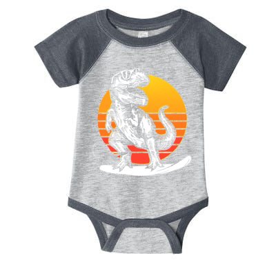 Retro Surfing T-Rex Infant Baby Jersey Bodysuit