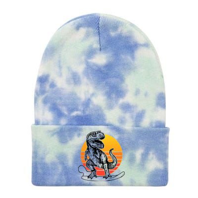 Retro Surfing T-Rex Tie Dye 12in Knit Beanie