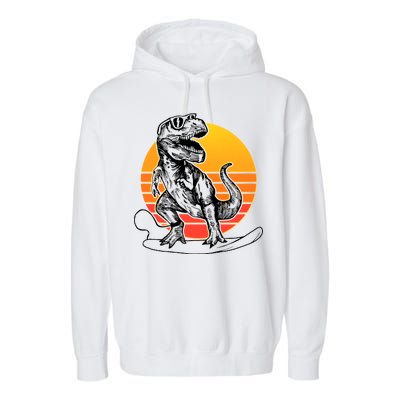 Retro Surfing T-Rex Garment-Dyed Fleece Hoodie