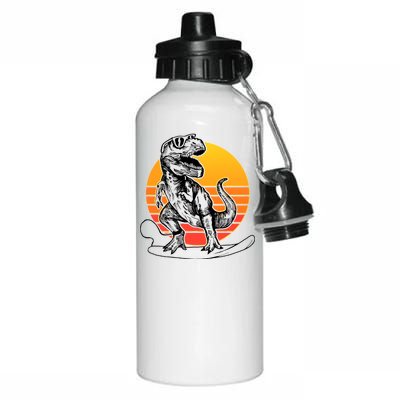 Retro Surfing T-Rex Aluminum Water Bottle