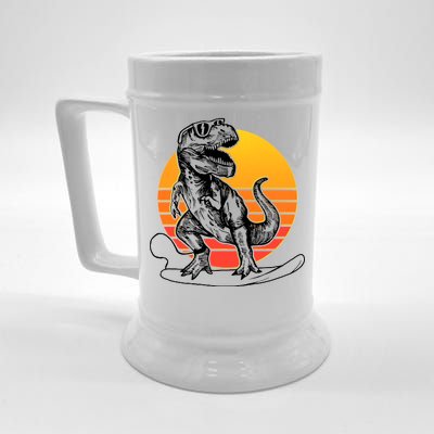 Retro Surfing T-Rex Beer Stein