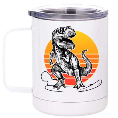 Retro Surfing T-Rex 12 oz Stainless Steel Tumbler Cup