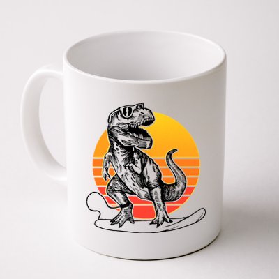 Retro Surfing T-Rex Coffee Mug