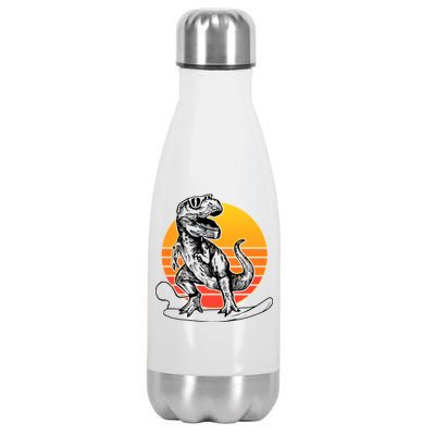 Retro Surfing T-Rex Stainless Steel Insulated Water Bottle