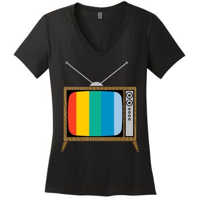 Retro T.V. Color Screen Women's V-Neck T-Shirt