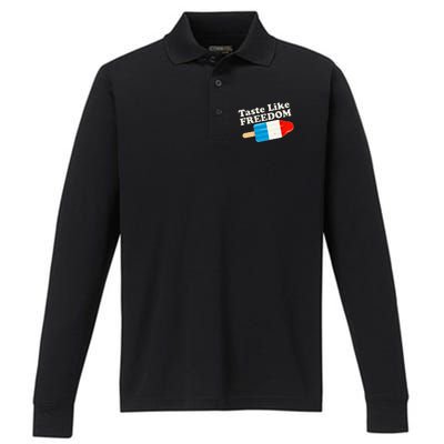 Retro Taste Like Freedom USA American Popsicle Performance Long Sleeve Polo