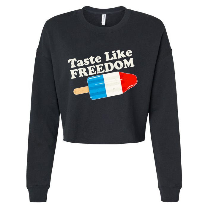 Retro Taste Like Freedom USA American Popsicle Cropped Pullover Crew