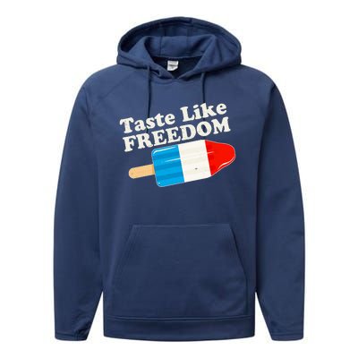 Retro Taste Like Freedom USA American Popsicle Performance Fleece Hoodie