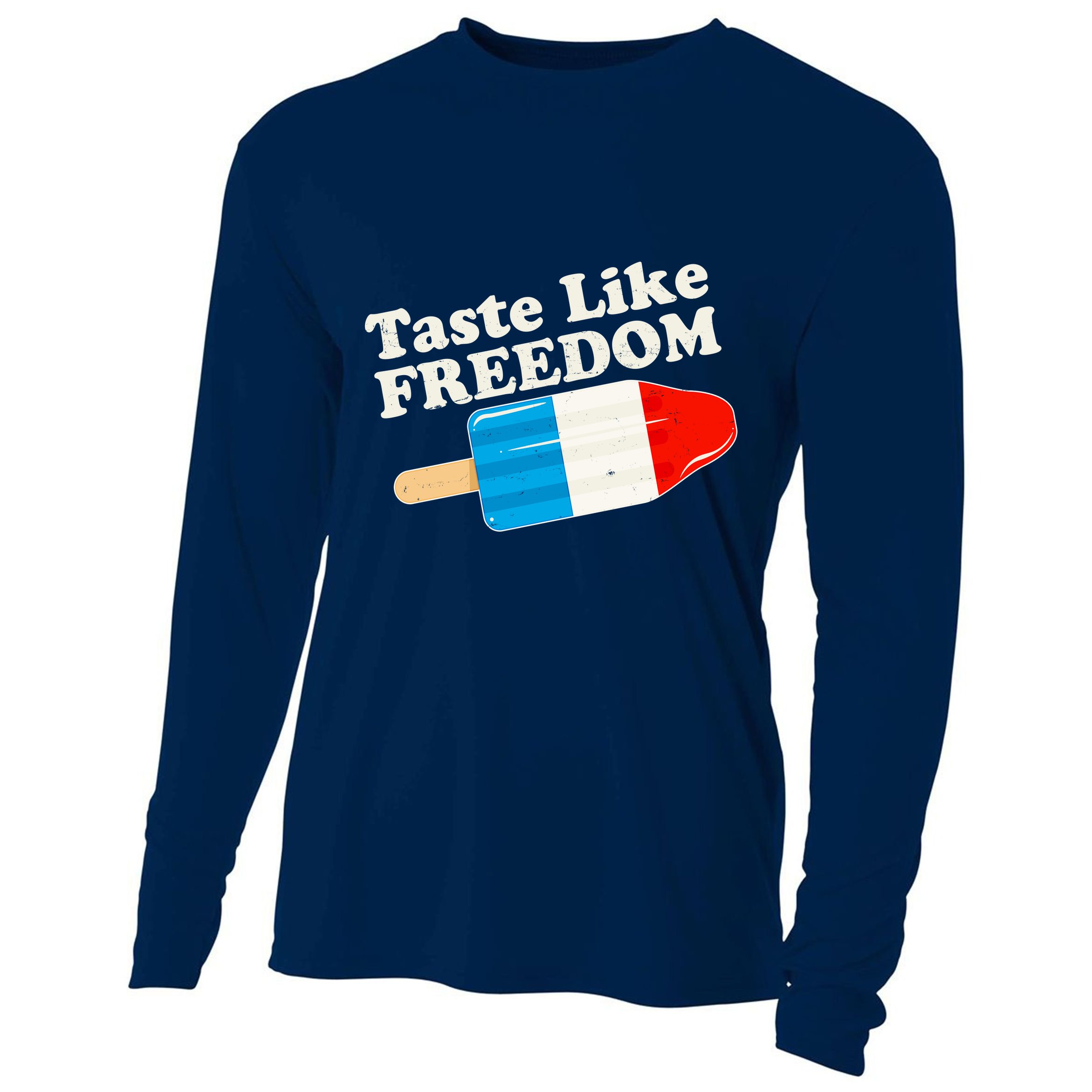 Retro Taste Like Freedom USA American Popsicle Cooling Performance Long Sleeve Crew