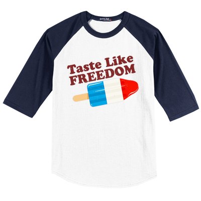 Retro Taste Like Freedom USA American Popsicle Baseball Sleeve Shirt