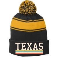 Retro Texas Stripe Pom Pom Beanie