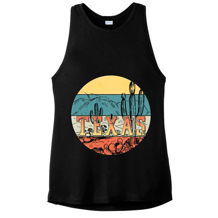 Retro Texas Desert Emblem Ladies PosiCharge Tri-Blend Wicking Tank