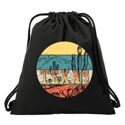 Retro Texas Desert Emblem Drawstring Bag