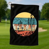 Retro Texas Desert Emblem Golf Towel