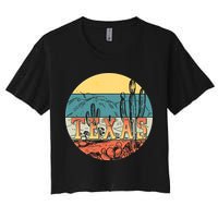 Retro Texas Desert Emblem Women's Crop Top Tee