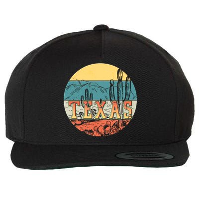 Retro Texas Desert Emblem Wool Snapback Cap