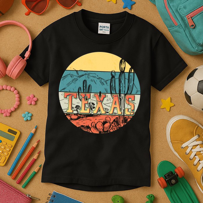Retro Texas Desert Emblem Kids T-Shirt
