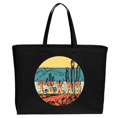 Retro Texas Desert Emblem Cotton Canvas Jumbo Tote