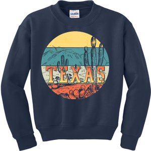 Retro Texas Desert Emblem Kids Sweatshirt