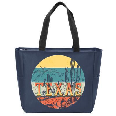 Retro Texas Desert Emblem Zip Tote Bag