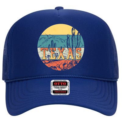 Retro Texas Desert Emblem High Crown Mesh Back Trucker Hat