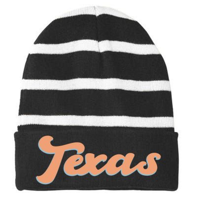 Retro Texas Logo Striped Beanie with Solid Band