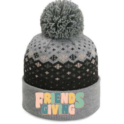 Retro Thanksgiving Friendsgiving The Baniff Cuffed Pom Beanie