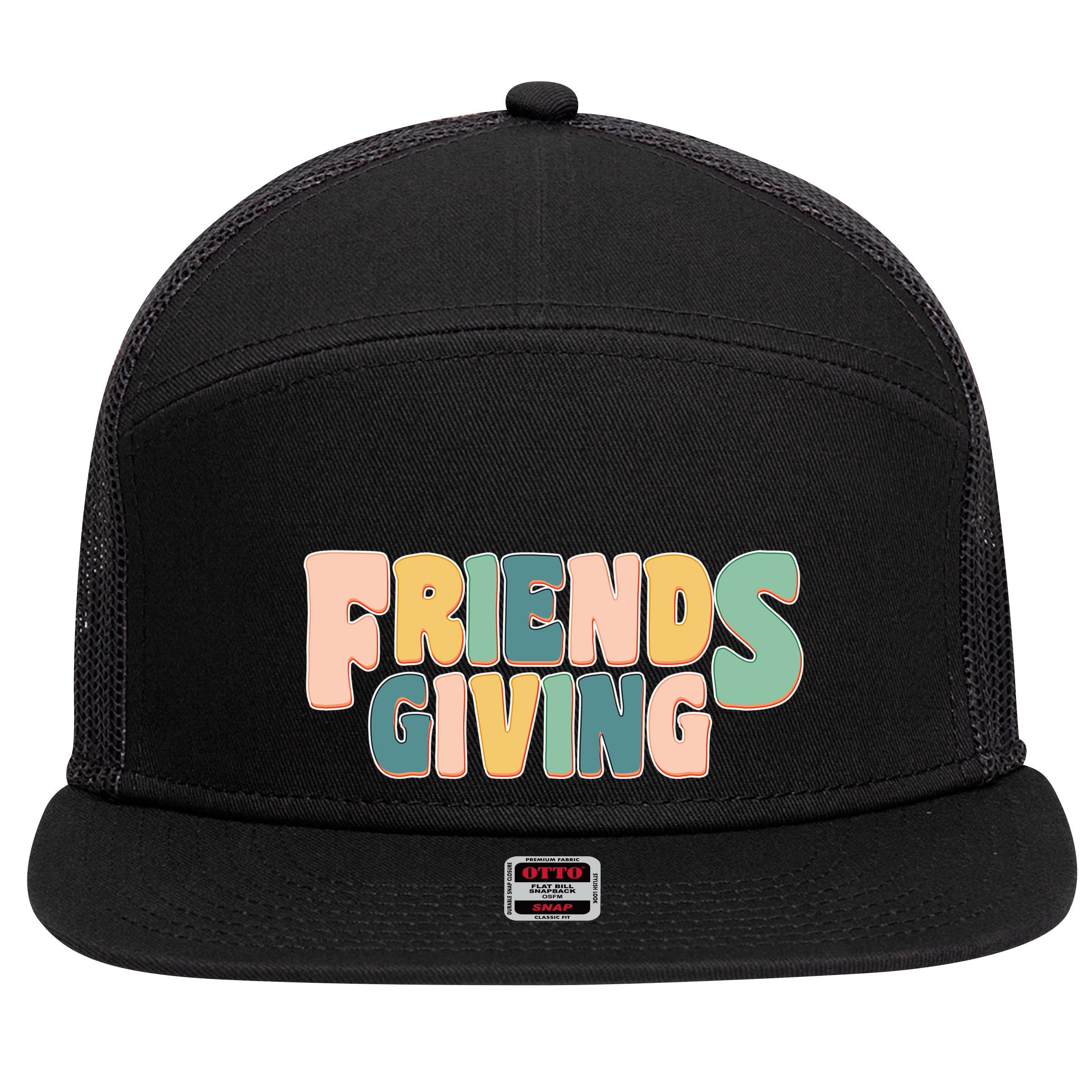 Retro Thanksgiving Friendsgiving 7 Panel Mesh Trucker Snapback Hat
