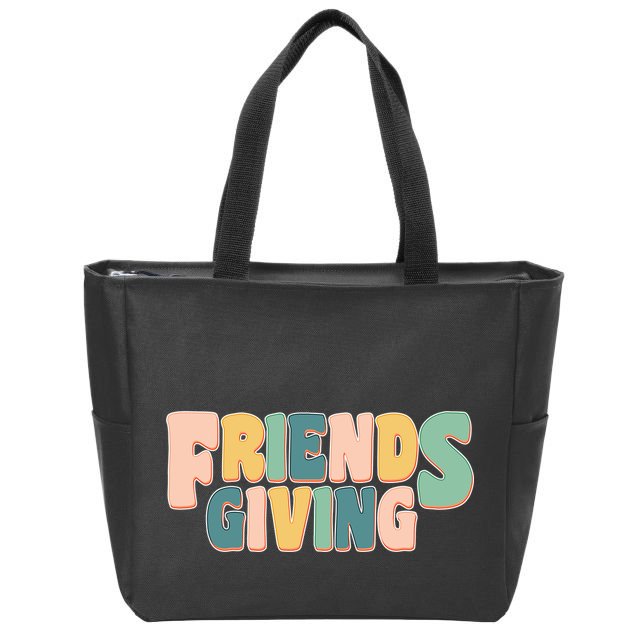 Retro Thanksgiving Friendsgiving Zip Tote Bag