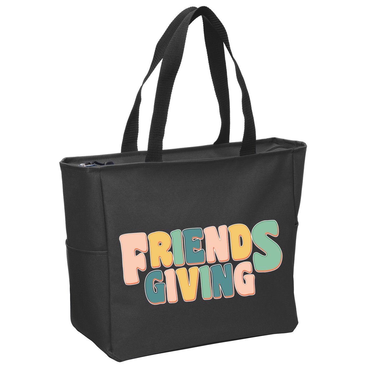 Retro Thanksgiving Friendsgiving Zip Tote Bag