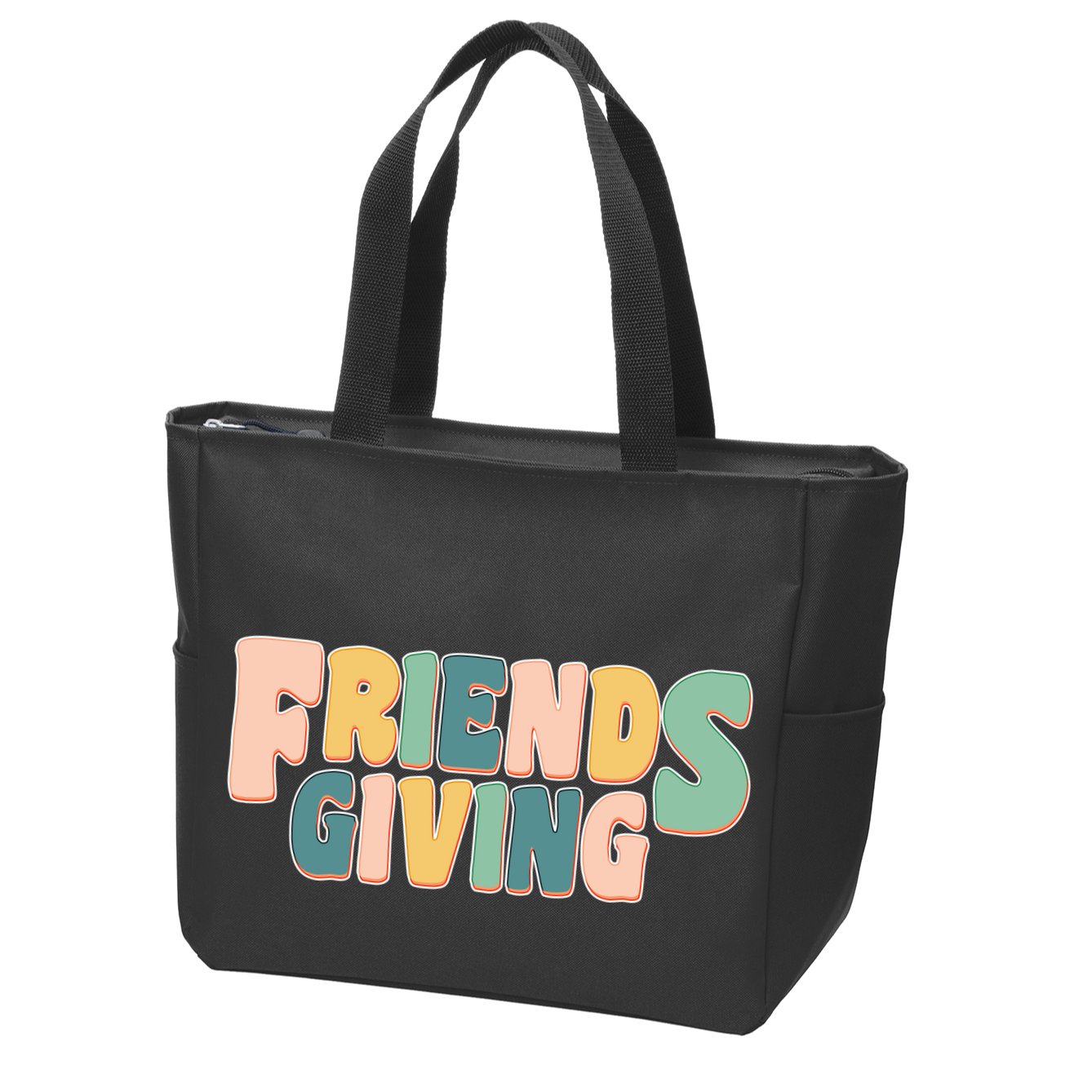 Retro Thanksgiving Friendsgiving Zip Tote Bag