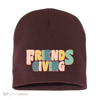 Retro Thanksgiving Friendsgiving Short Acrylic Beanie