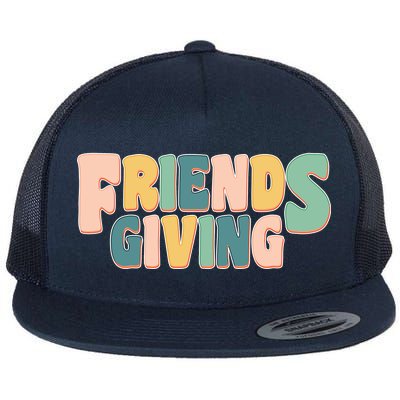 Retro Thanksgiving Friendsgiving Flat Bill Trucker Hat