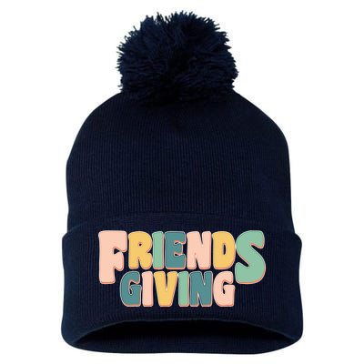 Retro Thanksgiving Friendsgiving Pom Pom 12in Knit Beanie