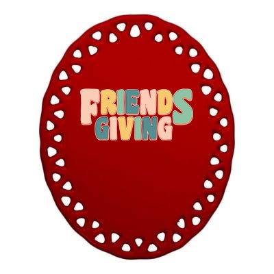 Retro Thanksgiving Friendsgiving Ceramic Oval Ornament